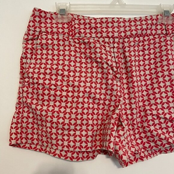 ANN TAYLOR LOFT Riviera Short Beige Coral Pink Geometric 4" Inseam Cotton Shorts - Picture 5 of 13